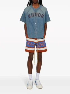RHUDE Camicie<CAMICIA DENIM BASEBALL Blu