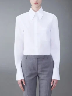 THOM BROWNE Camicie<CAMICIA EXAGGERATED EASY FIT POINT COLLAR Bianco