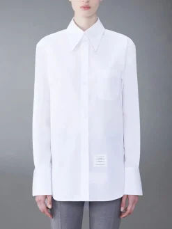 THOM BROWNE Camicie<CAMICIA EXAGGERATED EASY FIT POINT COLLAR Bianco