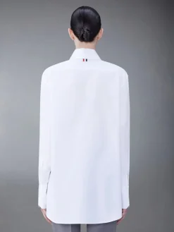 THOM BROWNE Camicie<CAMICIA EXAGGERATED EASY FIT POINT COLLAR Bianco