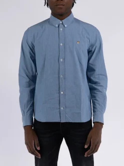 MAISON KITSUNE Camicie<CAMICIA FOX HEAD CLASSIC Blu