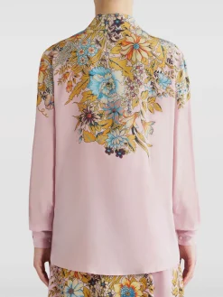 ETRO Camicie<CAMICIA IN CRÊPE DE CHINE CON STAMPA PIAZZATA Arancione, Azzurro, Rosa, Rosso