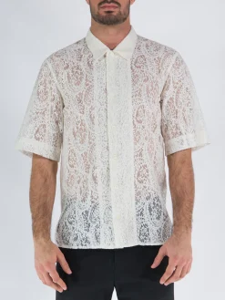 COVERT Camicie<CAMICIA IN PIZZO COTONE E POLIESTERE Bianco