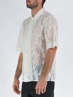 COVERT Camicie<CAMICIA IN PIZZO COTONE E POLIESTERE Bianco