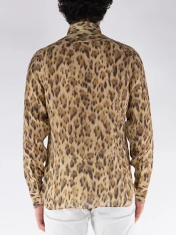 TOM FORD Camicie<CAMICIA IN SETA CON STAMPA ALL-OVER Marrone, Nero