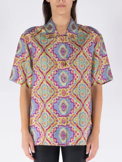 ETRO Camicie<CAMICIA IN SETA STAMPATA Multicolor