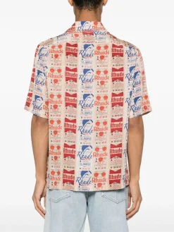 RHUDE Camicie<CAMICIA IN SETA VOYAGE DE Arancione, Bianco, Blu, Nero, Rosso