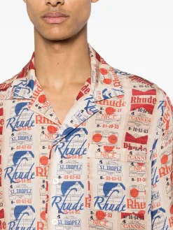 RHUDE Camicie<CAMICIA IN SETA VOYAGE DE Arancione, Bianco, Blu, Nero, Rosso