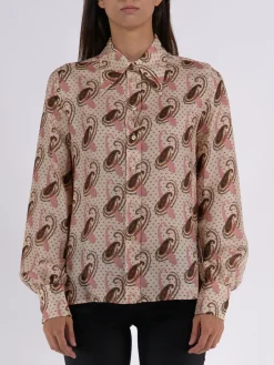 ETRO Camicie<CAMICIA IN TWILL DI SETA PAISLEY Arancione, Bianco, Nero, Rosa