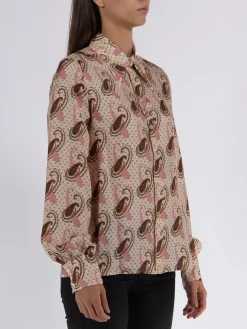 ETRO Camicie<CAMICIA IN TWILL DI SETA PAISLEY Arancione, Bianco, Nero, Rosa