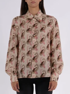 ETRO Camicie<CAMICIA IN TWILL DI SETA PAISLEY Arancione, Bianco, Nero, Rosa