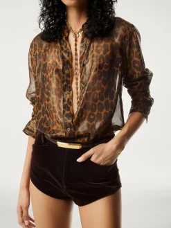 TOM FORD Camicie<CAMICIA LAMINATED LEOPARD Marrone