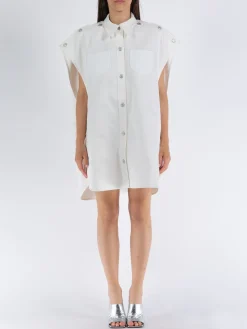 COURREGES Camicie<CAMICIA MEGA-STYLING DRY DENIM SHIRT Bianco