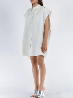 COURREGES Camicie<CAMICIA MEGA-STYLING DRY DENIM SHIRT Bianco