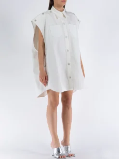 COURREGES Camicie<CAMICIA MEGA-STYLING DRY DENIM SHIRT Bianco