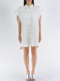 COURREGES Camicie<CAMICIA MEGA-STYLING DRY DENIM SHIRT Bianco