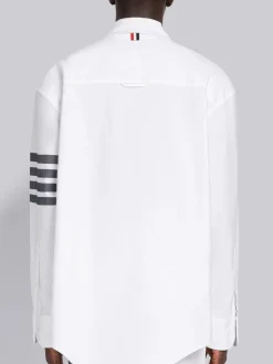 THOM BROWNE Camicie<CAMICIA OVERSIZED LONG SLEEVE BUTTON Bianco, Grigio