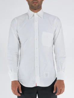 THOM BROWNE Camicie<CAMICIA PLACKET OXFORD Bianco, Blu, Rosso