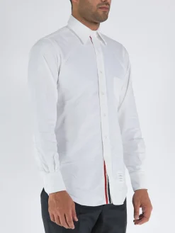 THOM BROWNE Camicie<CAMICIA PLACKET OXFORD Bianco, Blu, Rosso
