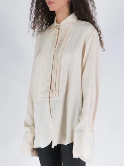 JIL SANDER Camicie<CAMICIA PLISSETTATA Bianco