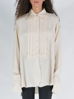 JIL SANDER Camicie<CAMICIA PLISSETTATA Bianco