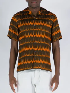 WALES BONNER Camicie<CAMICIA RHYTHM Arancione, Marrone