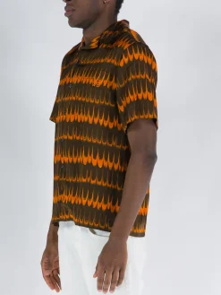 WALES BONNER Camicie<CAMICIA RHYTHM Arancione, Marrone