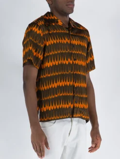 WALES BONNER Camicie<CAMICIA RHYTHM Arancione, Marrone