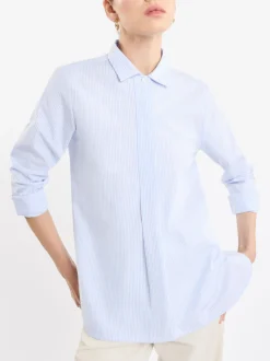 FAY Camicie<CAMICIA RIGHE CON COLLETTO A VELA Azzurro, Bianco