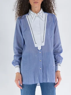 WALES BONNER Camicie<CAMICIA RIVER Bianco, Blu