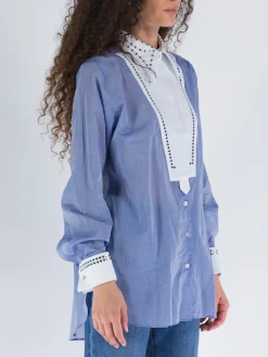 WALES BONNER Camicie<CAMICIA RIVER Bianco, Blu