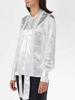 STELLA MCCARTNEY Camicie<CAMICIA SATIN CON PAPILLON Bianco
