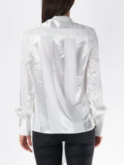 STELLA MCCARTNEY Camicie<CAMICIA SATIN CON PAPILLON Bianco