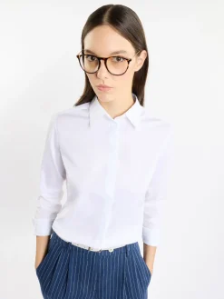 FAY Camicie<CAMICIA SLIM IN POPELINE STRETCH Bianco