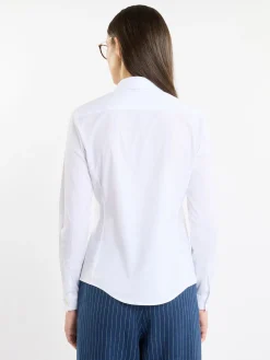 FAY Camicie<CAMICIA SLIM IN POPELINE STRETCH Bianco