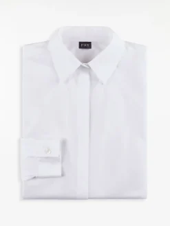 FAY Camicie<CAMICIA SLIM IN POPELINE STRETCH Bianco