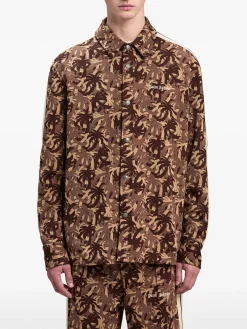 PALM ANGELS Camicie<CAMICIA SPORTIVA CAMOUFLAGE Beige, Marrone