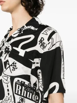 RHUDE Camicie<CAMICIA STRADA SILK Bianco, Nero