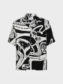 RHUDE Camicie<CAMICIA STRADA SILK Bianco, Nero