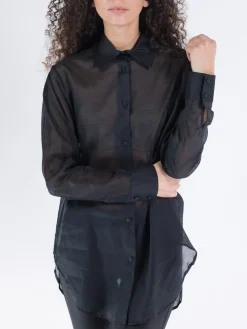 NINEMINUTES Camicie<CAMICIA THE UP MUSSOLINA Nero