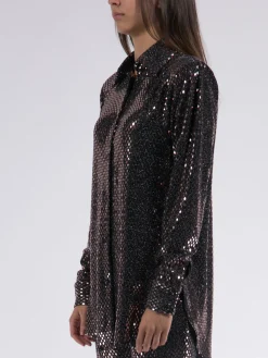 NINEMINUTES Camicie<CAMICIA THE UP PAILLETTES Marrone