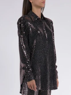 NINEMINUTES Camicie<CAMICIA THE UP PAILLETTES Marrone