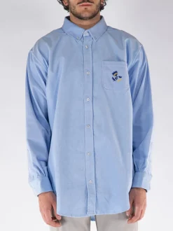 DROLE DE MONSIEUR Camicie<CAMICIA VELOURS COTELE Azzurro
