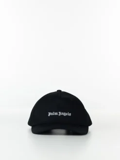 PALM ANGELS Cappelli<CAPPELLO DA BASEBALL CON RICAMO Bianco, Nero