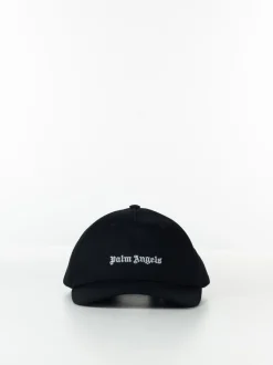 PALM ANGELS Cappelli<CAPPELLO DA BASEBALL CON RICAMO Bianco, Nero
