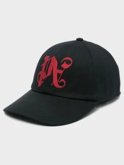 PALM ANGELS Cappelli<CAPPELLO MONOGRAM Nero, Rosso