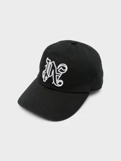 PALM ANGELS Cappelli<CAPPELLO MONOGRAM Bianco, Nero