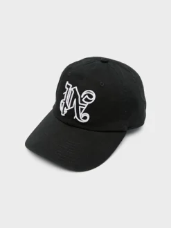 PALM ANGELS Cappelli<CAPPELLO MONOGRAM Bianco, Nero