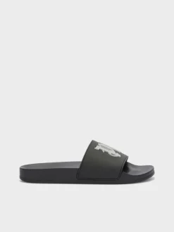 PALM ANGELS Sandali<CIABATTA MONOGRAM Bianco, Nero