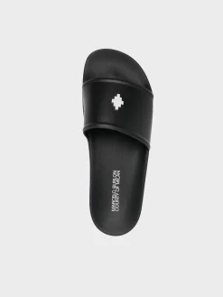 MARCELO BURLON Sandali<CIABATTA COUNTY CROSS SLIDER Bianco, Nero